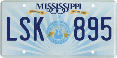 MS license plate LSK895