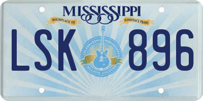 MS license plate LSK896