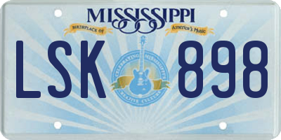 MS license plate LSK898