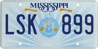 MS license plate LSK899