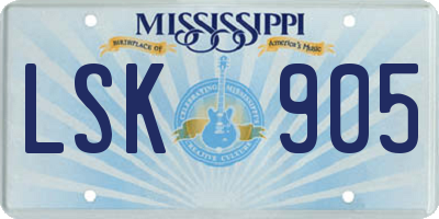 MS license plate LSK905