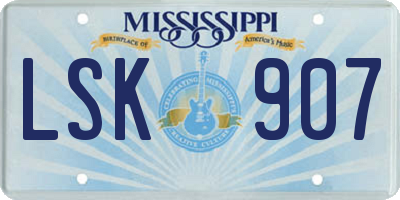 MS license plate LSK907
