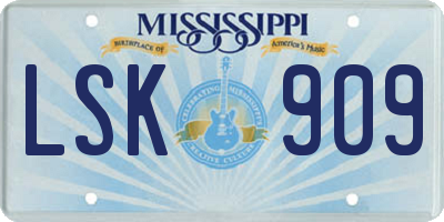 MS license plate LSK909