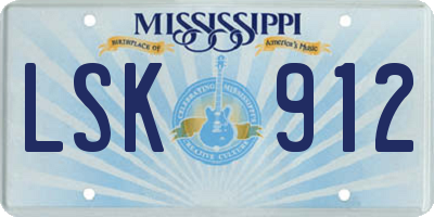 MS license plate LSK912