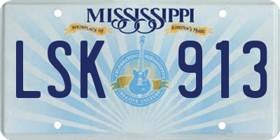 MS license plate LSK913