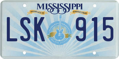 MS license plate LSK915