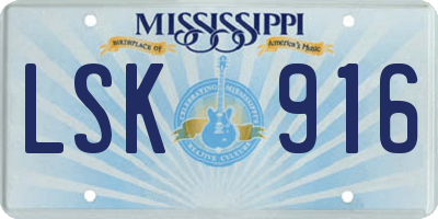 MS license plate LSK916