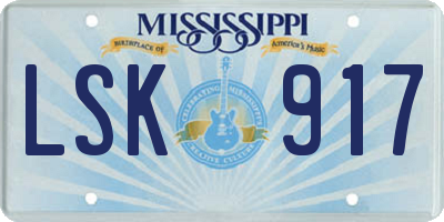 MS license plate LSK917