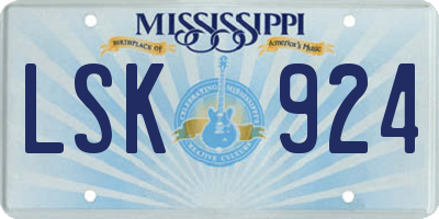 MS license plate LSK924