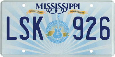 MS license plate LSK926