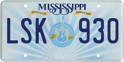 MS license plate LSK930