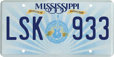MS license plate LSK933