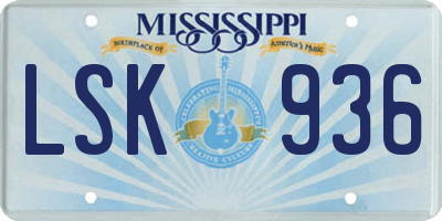 MS license plate LSK936
