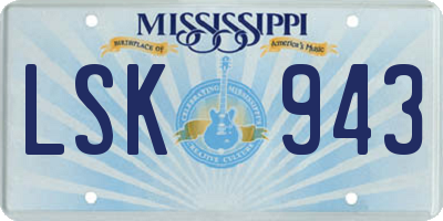 MS license plate LSK943