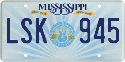 MS license plate LSK945