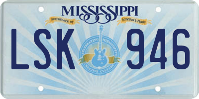 MS license plate LSK946