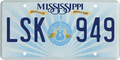 MS license plate LSK949