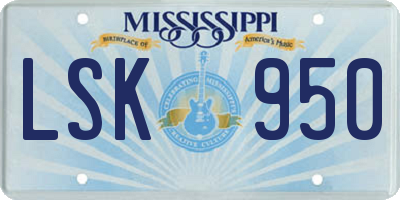 MS license plate LSK950