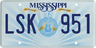 MS license plate LSK951