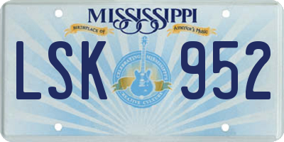 MS license plate LSK952