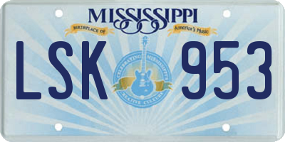 MS license plate LSK953