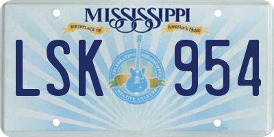 MS license plate LSK954
