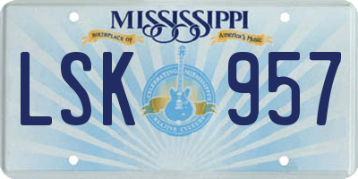 MS license plate LSK957