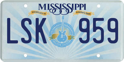 MS license plate LSK959