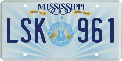 MS license plate LSK961