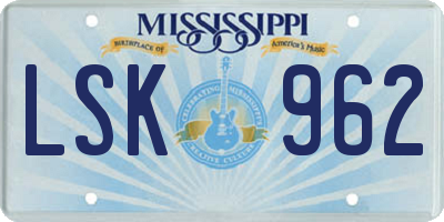 MS license plate LSK962