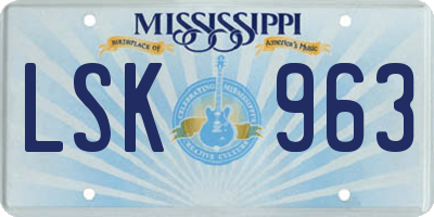 MS license plate LSK963