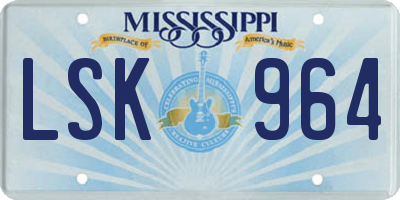 MS license plate LSK964