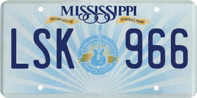 MS license plate LSK966