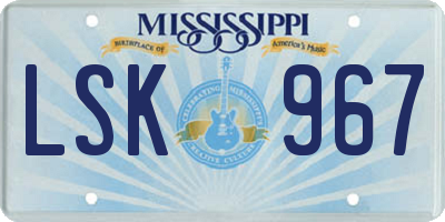 MS license plate LSK967