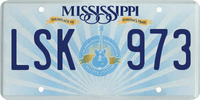 MS license plate LSK973