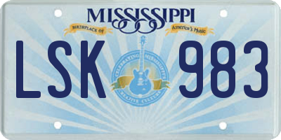 MS license plate LSK983