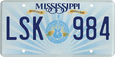MS license plate LSK984