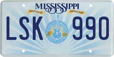 MS license plate LSK990