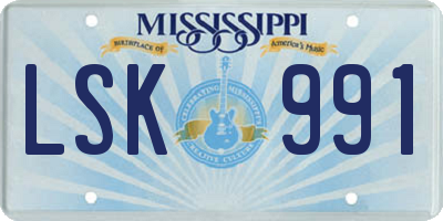 MS license plate LSK991
