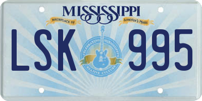 MS license plate LSK995