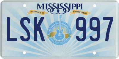 MS license plate LSK997