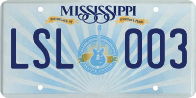 MS license plate LSL003