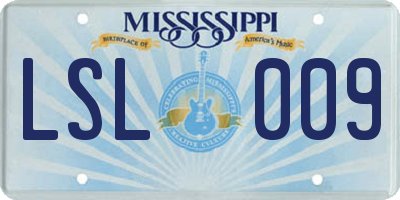 MS license plate LSL009