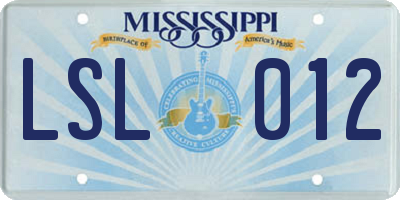 MS license plate LSL012
