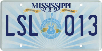 MS license plate LSL013