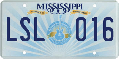 MS license plate LSL016