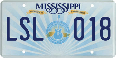 MS license plate LSL018