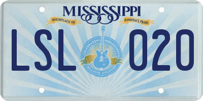 MS license plate LSL020