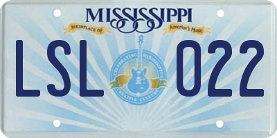 MS license plate LSL022