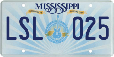 MS license plate LSL025